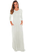 Sexy White Pocket Design 3/4 Sleeves Maxi Dress